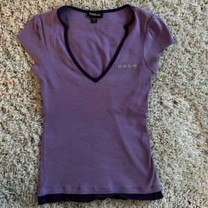 Bebe | purple v neck top | size medium